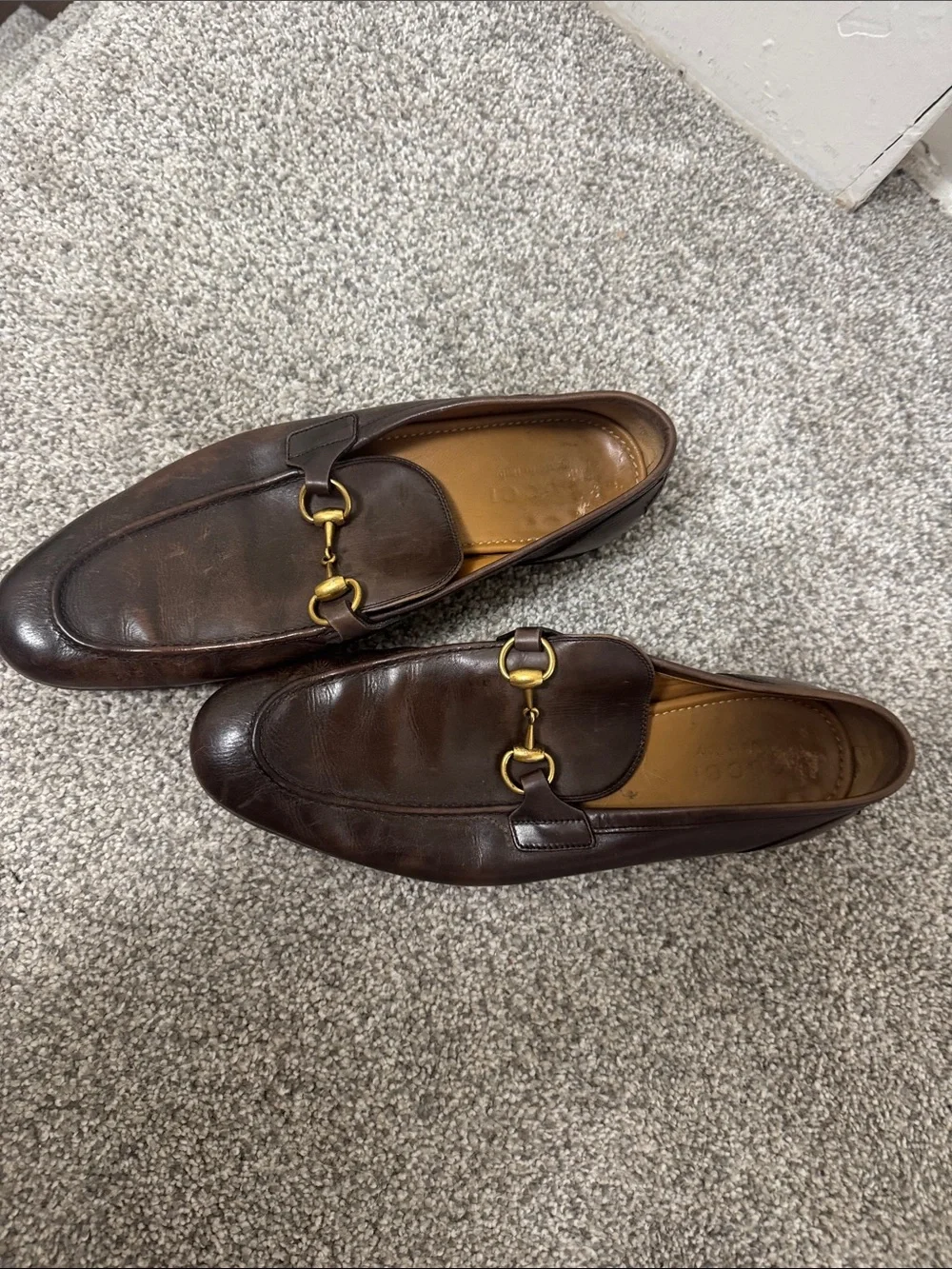 Gucci Brown Leather Horsebit Slip-On Loafers